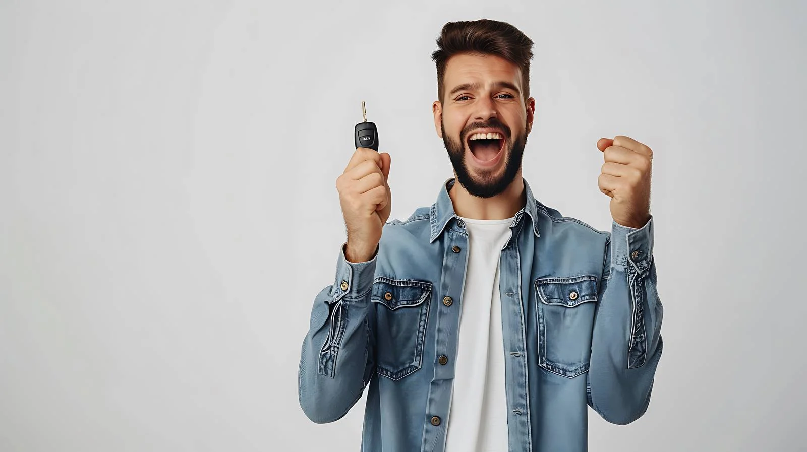 Ecstatic Learner Driver with Car Key — free download from Dotvec