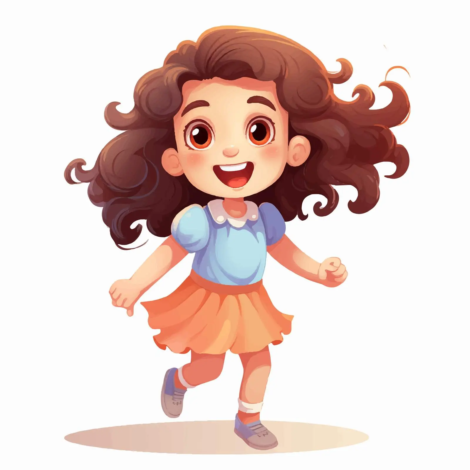 Happy Little Girl Cartoon Vector Illustration — free download from Dotvec