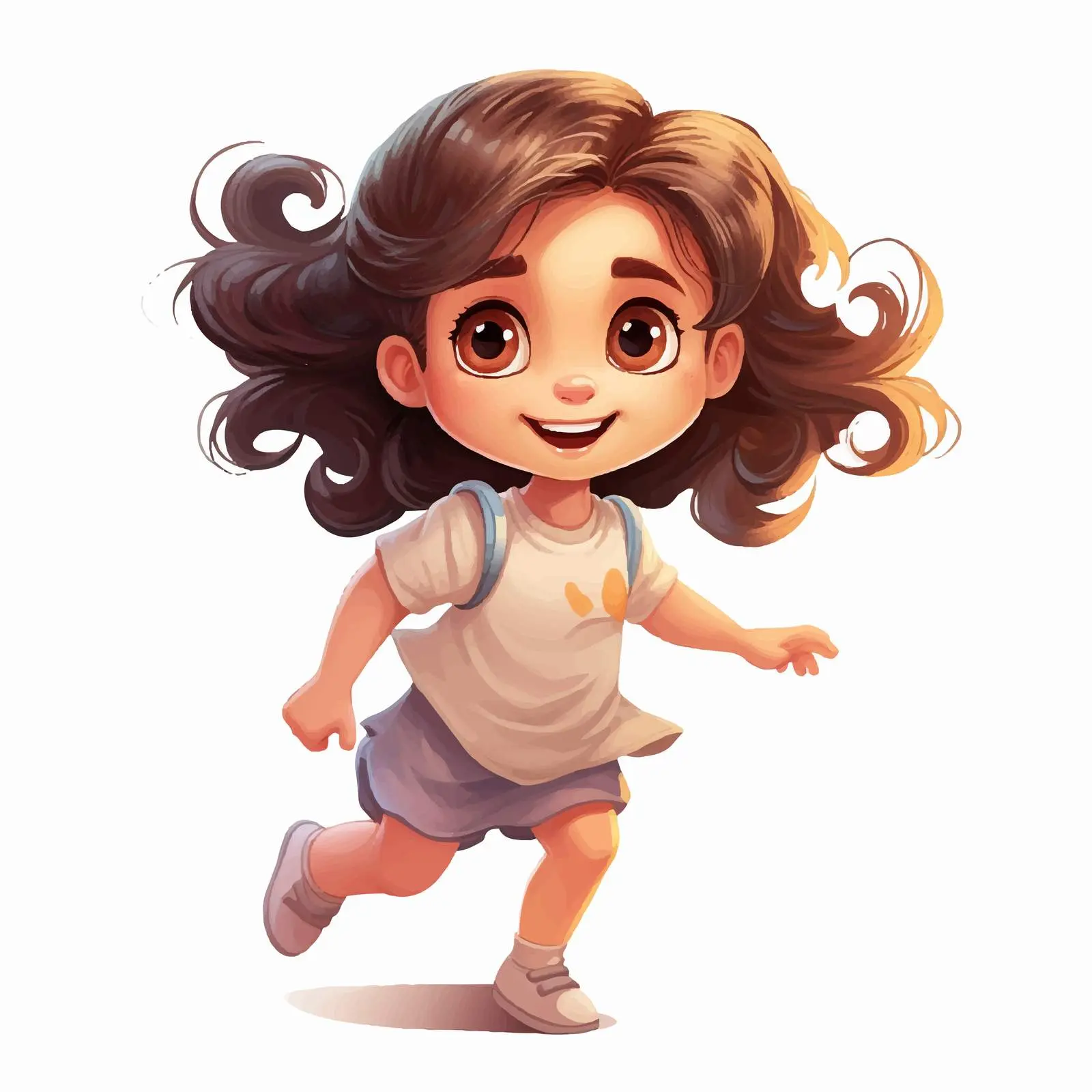 Happy Little Girl Cartoon Vector Illustration — free download from Dotvec