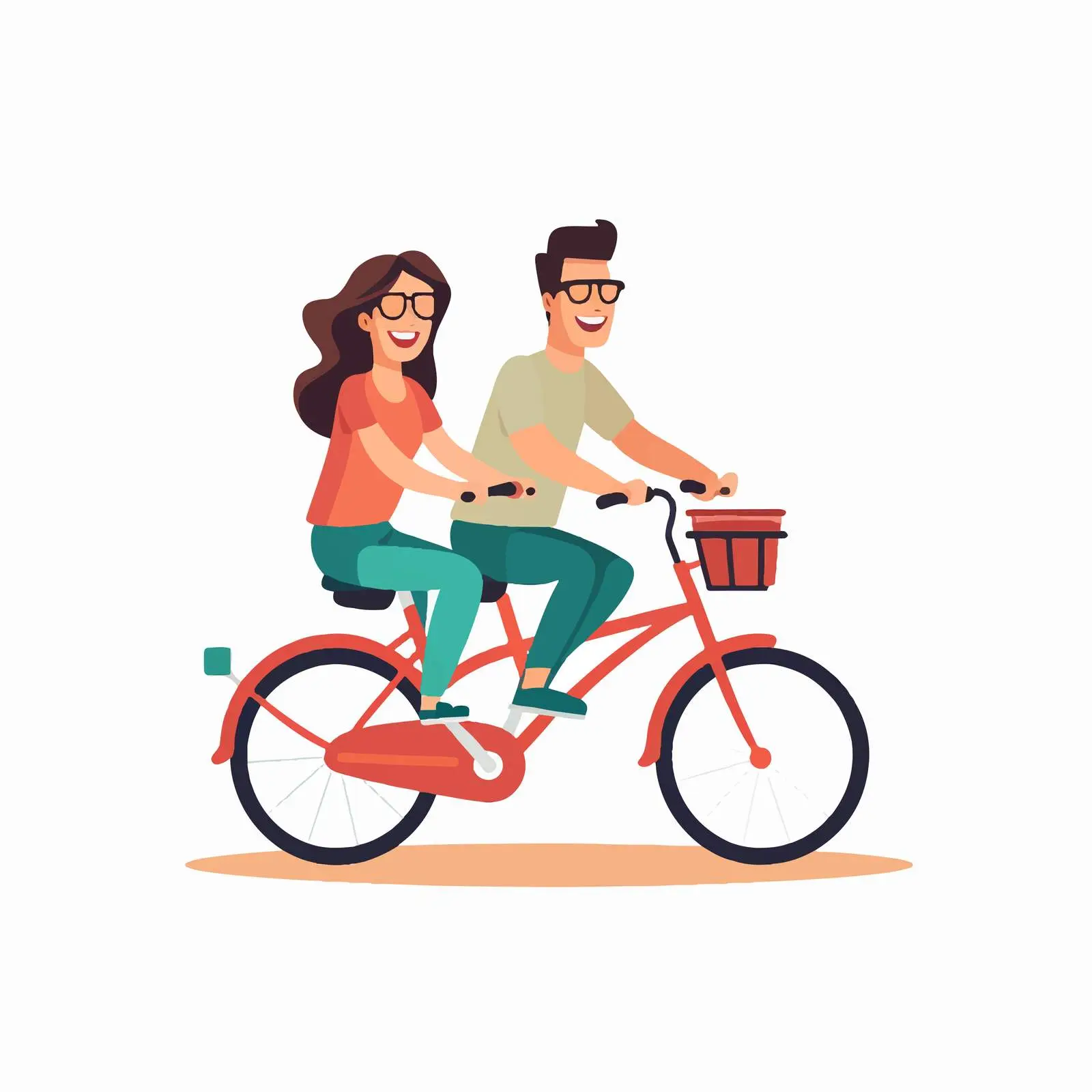 Happy Couple Cycling on Tandem Bike — free download from Dotvec