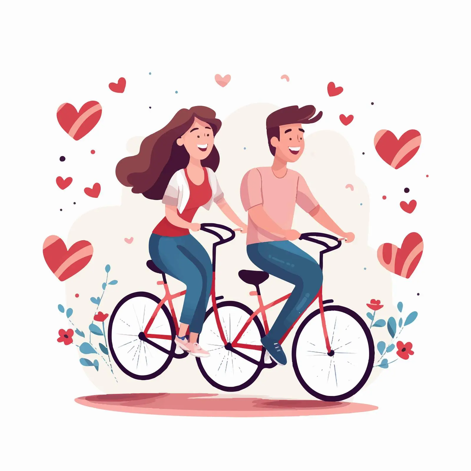 Happy Love Couple Riding Tandem Bicycle — free download from Dotvec