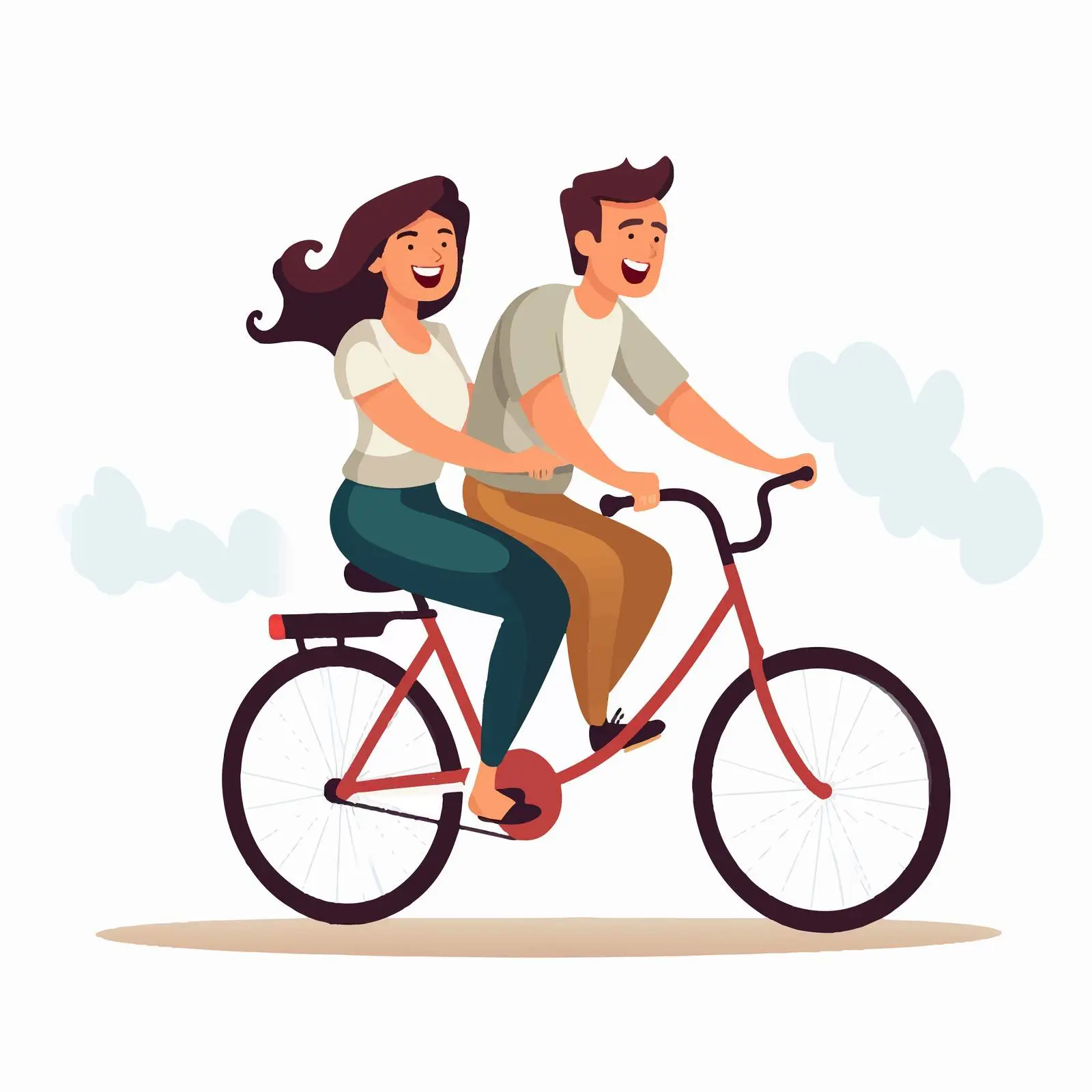Happy Couple Cycling Together on Tandem Bike — free download from Dotvec