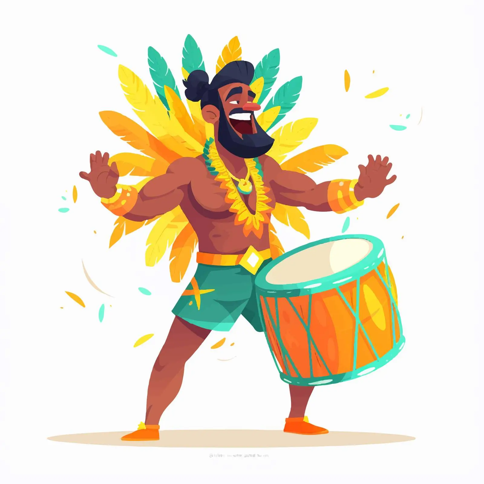 Happy Male Artist Playing Drum in Carnival Costume – free parade image from Dotvec