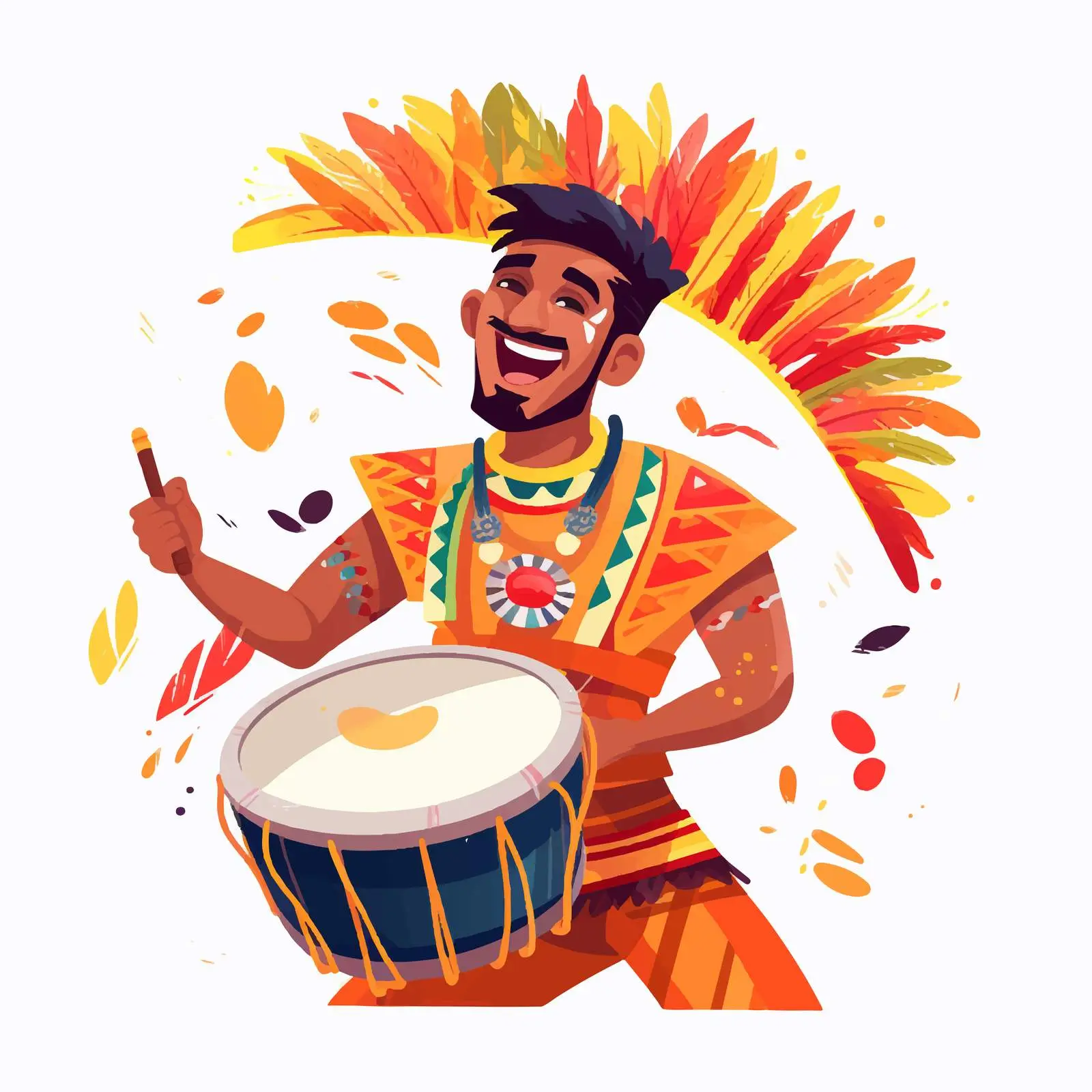 Joyful Male Drummer in Festive Carnival Attire — free download from Dotvec