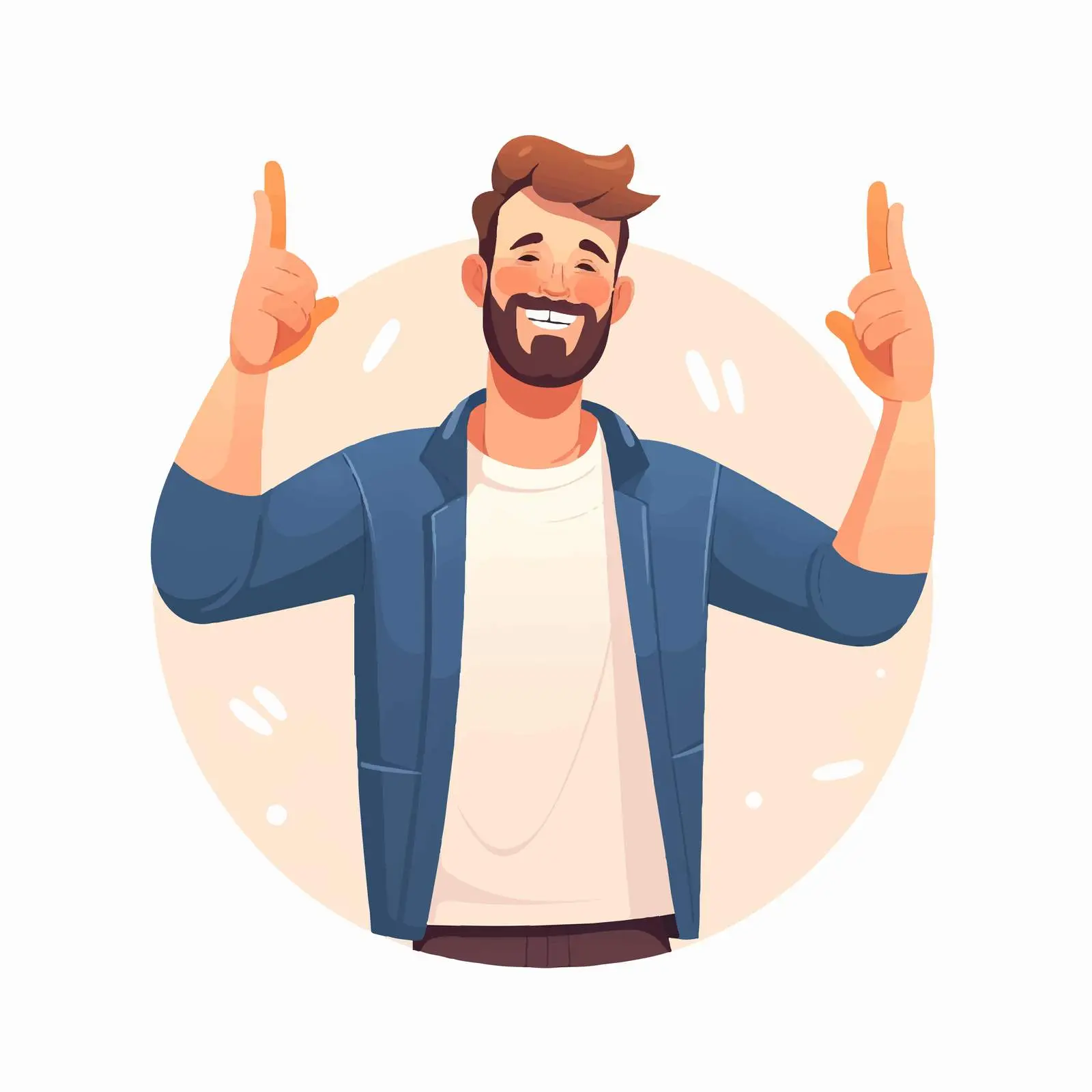 Happy Man Peace Victory Gesture Vector — free download from Dotvec