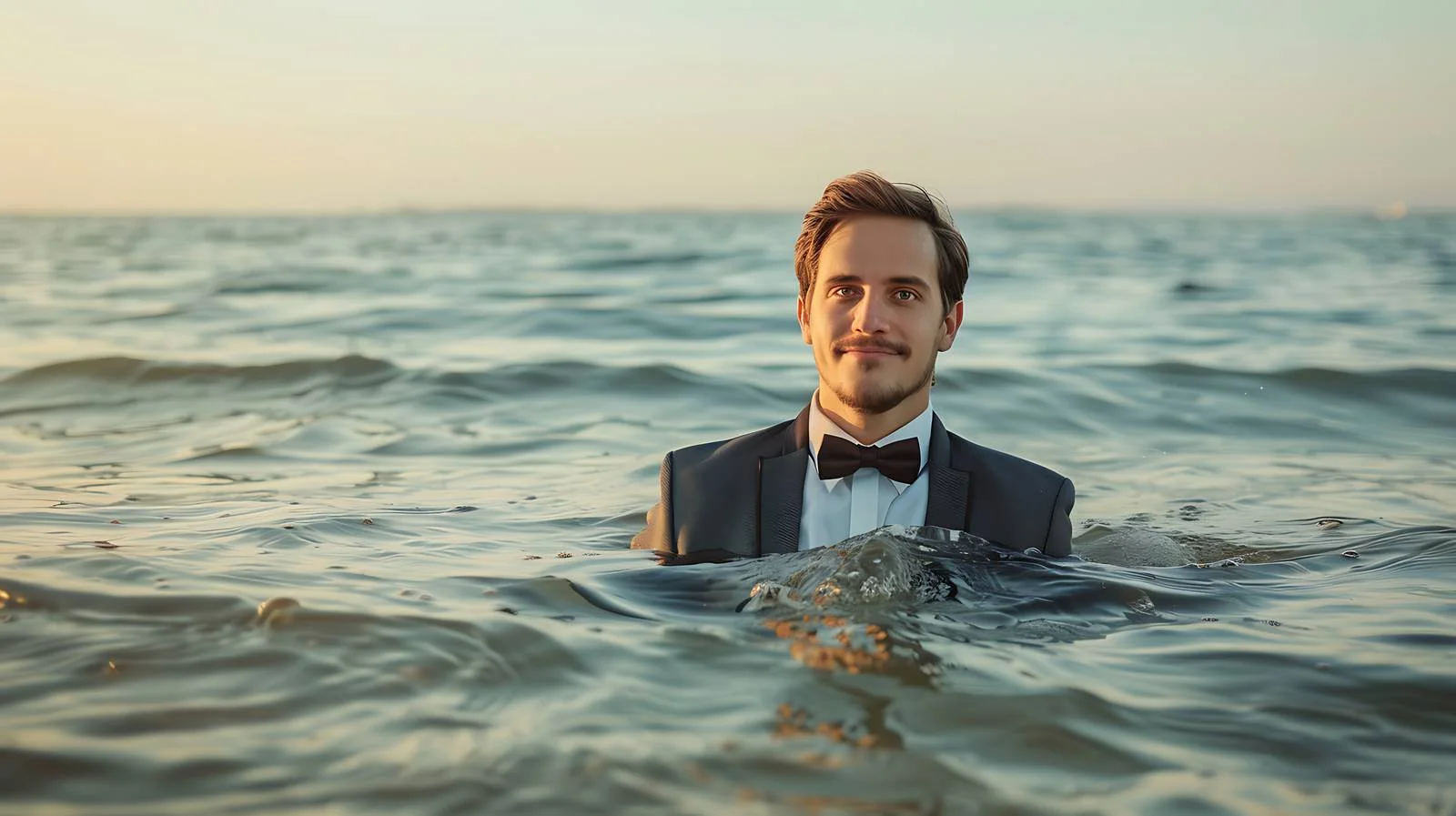 Elegant Man Stands in Sea — free download from Dotvec
