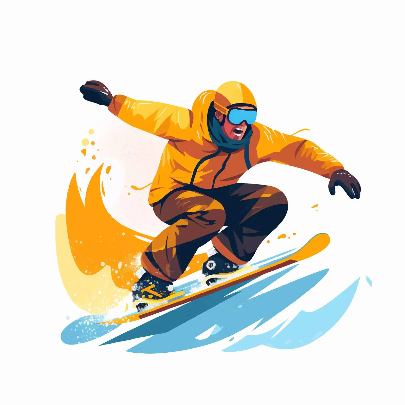 Snowboarder Jumping with Joy on Snowy Slopes – free snowboarding image from Dotvec