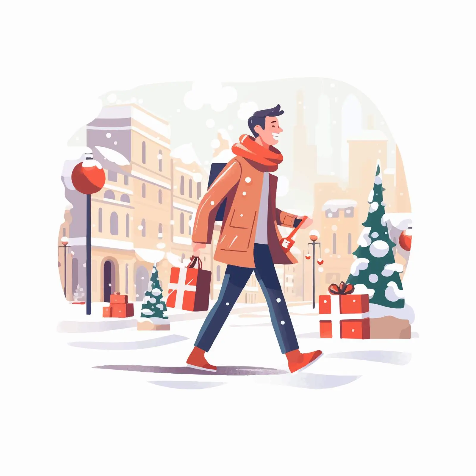 Happy Man Shopping with Christmas Gifts – free colorful bags image from Dotvec