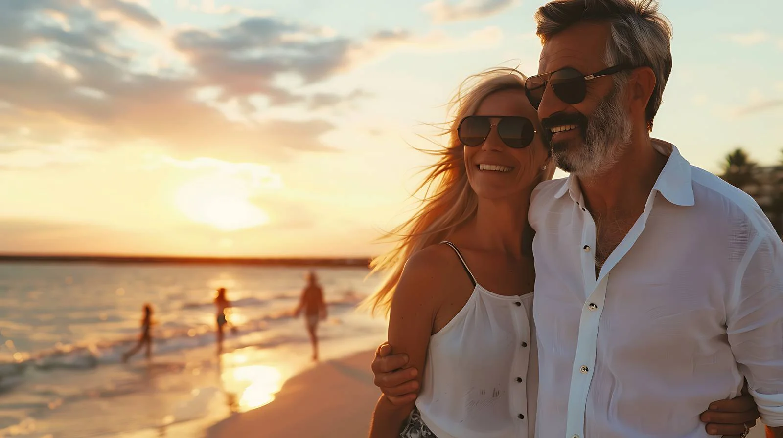 Joyful Beach Stroll of Mature Couple — free download from Dotvec