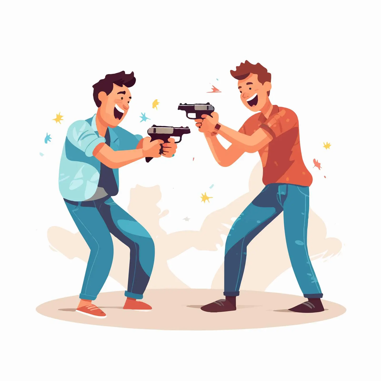 Friends Playing Together with Toy Guns — free download from Dotvec