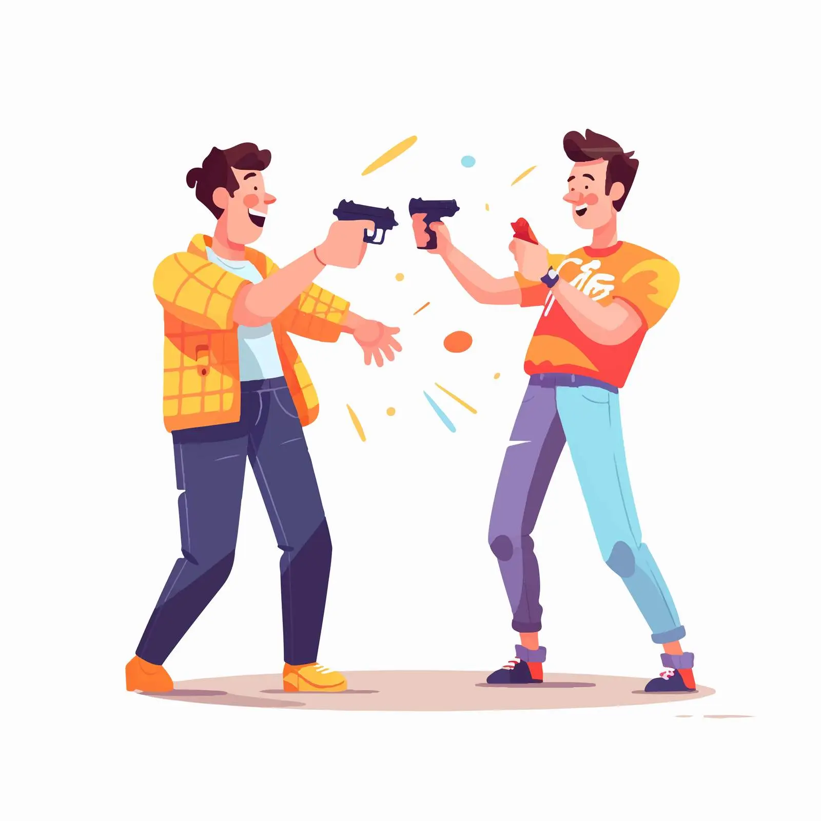 Friends Playing with Toy Guns in Joyful Fun — free download from Dotvec