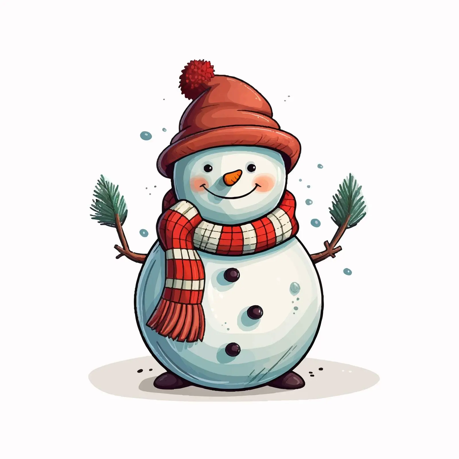 Festive Snowman Cartoon Vector Illustration — free download from Dotvec