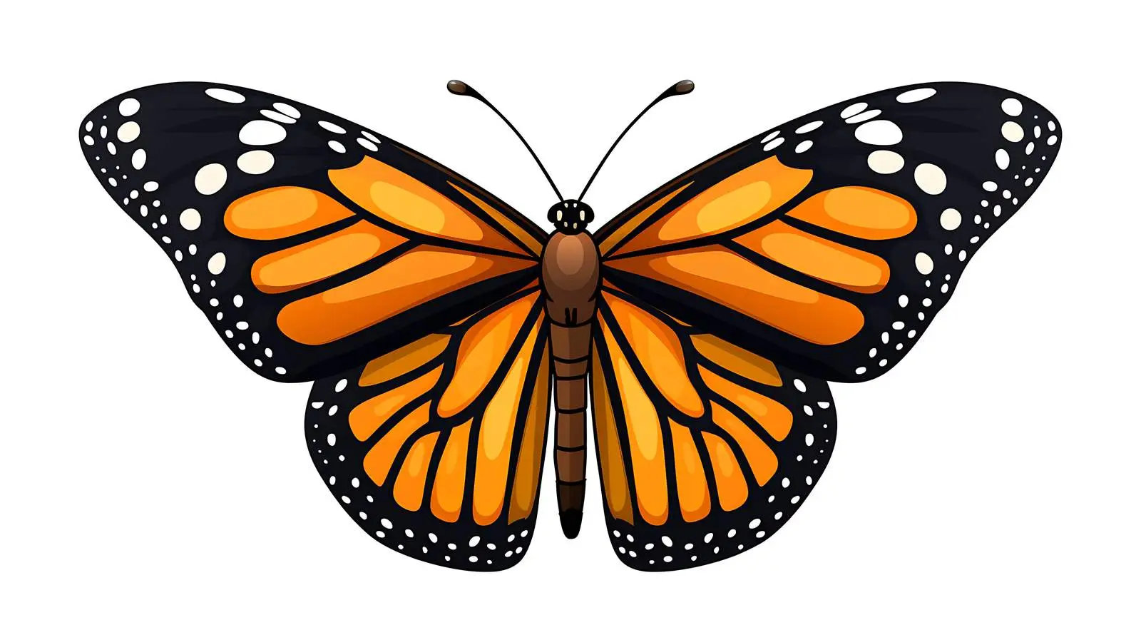 Cheerful Monarch Butterfly Cartoon Illustration — free download from Dotvec