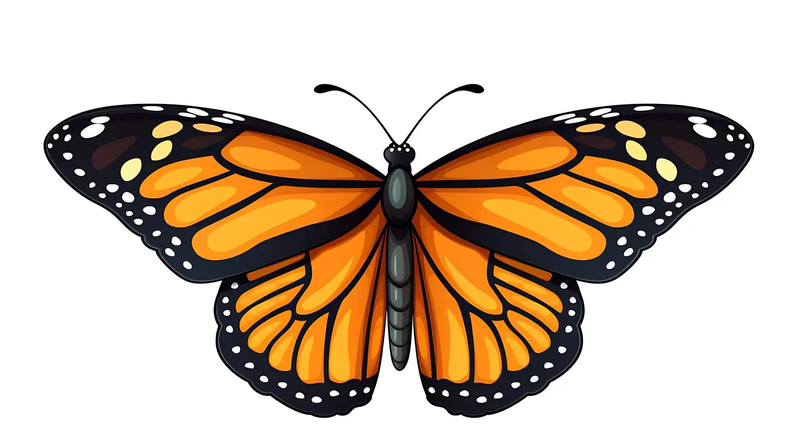 Cheerful Monarch Butterfly Cartoon — free download from Dotvec