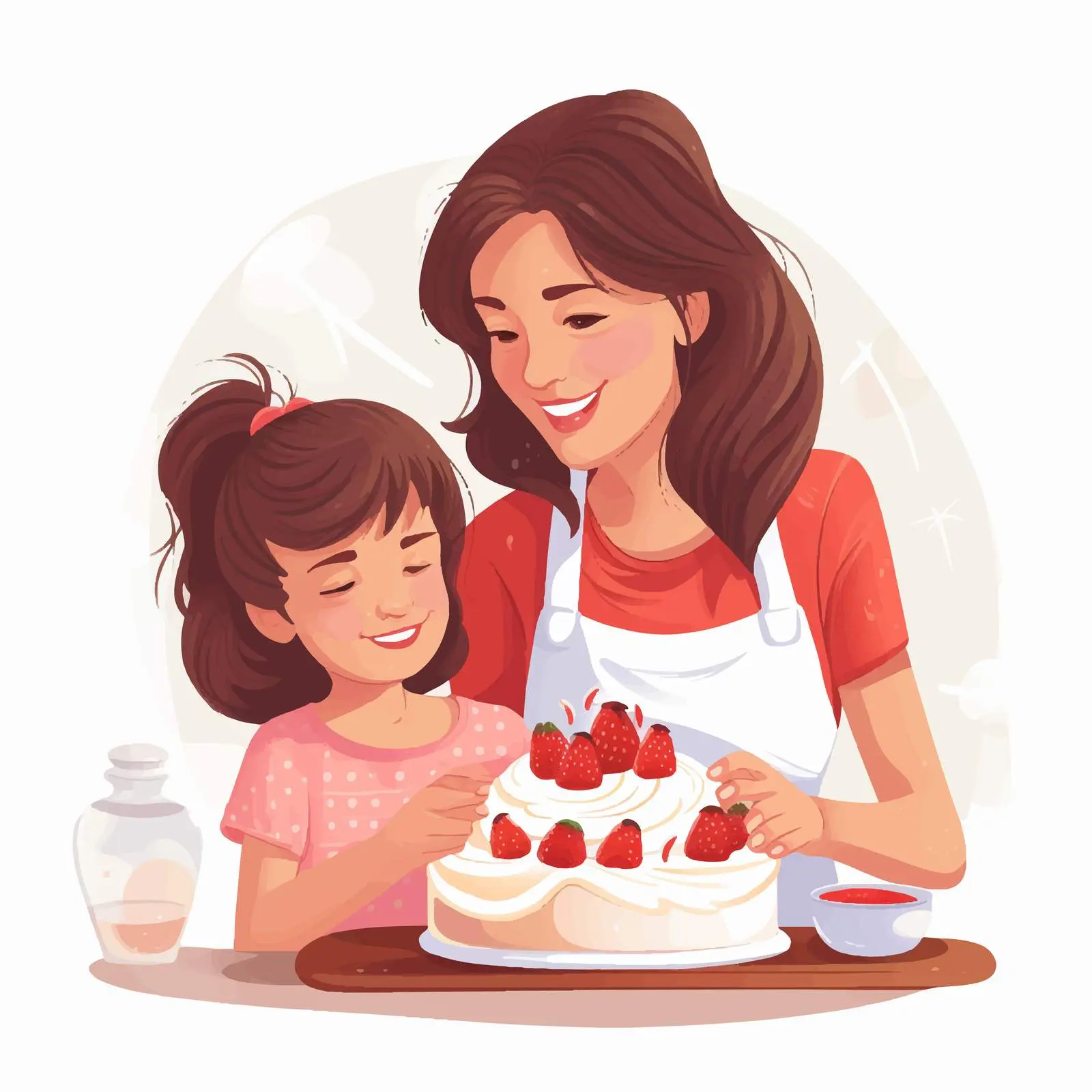 Mother and Daughter Cake Decorating Together — free download from Dotvec