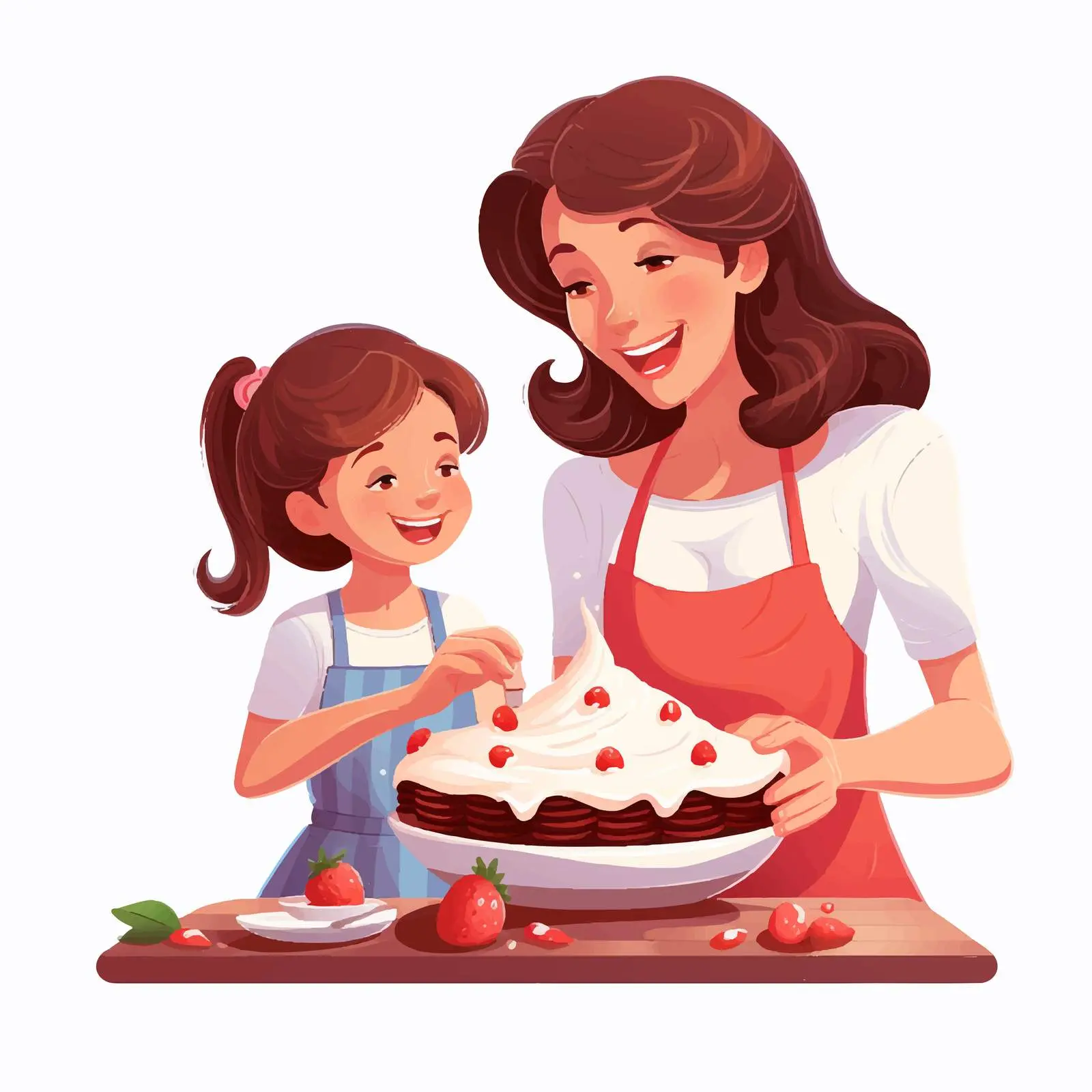 Mother and Daughter Decorating Cake Together — free download from Dotvec