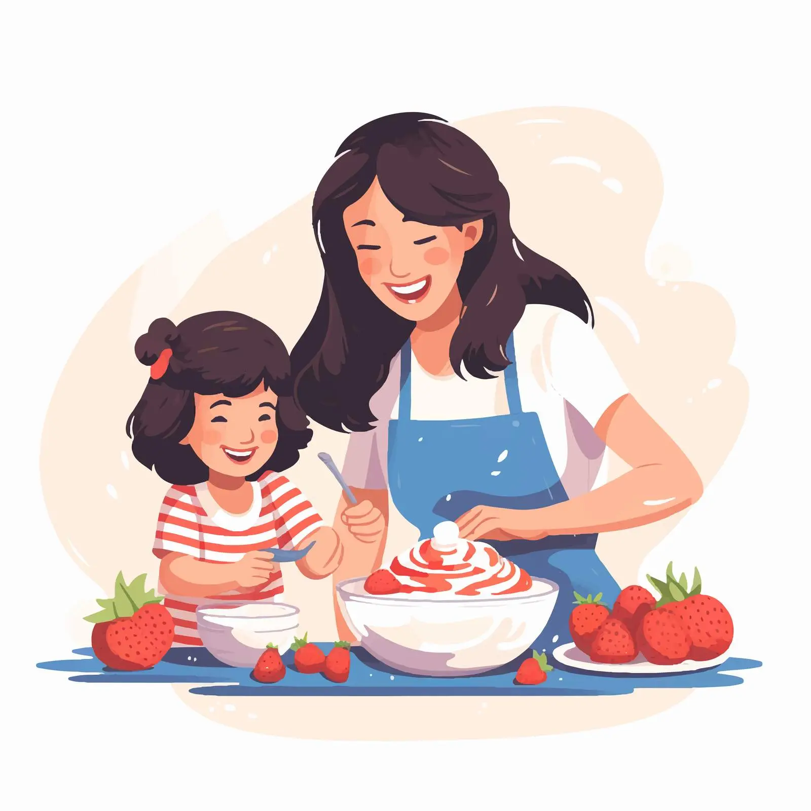 Mother and Daughter Cake Decorating Together — free download from Dotvec