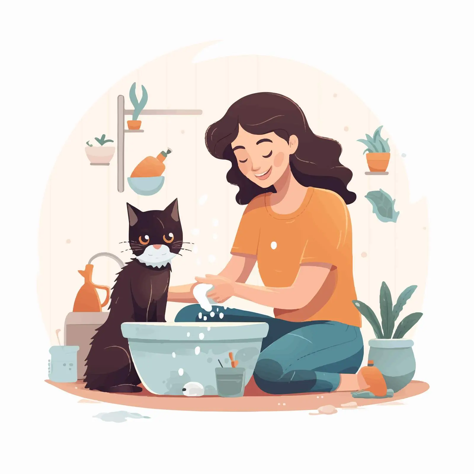 Mother and Daughter Playing with Cat at Home – free loving moments image from Dotvec