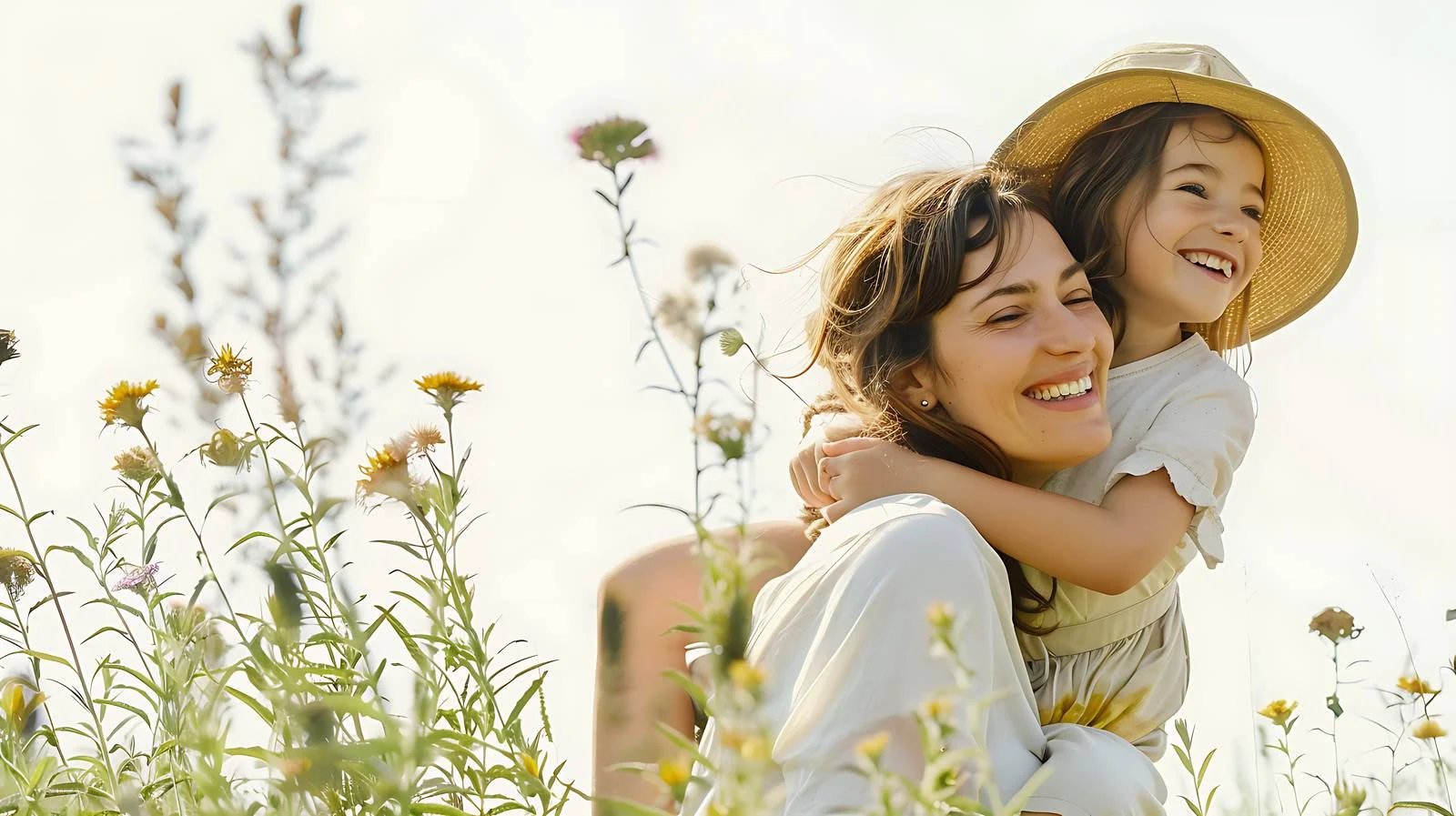 Joyful Mother Daughter Garden Piggyback Ride — free download from Dotvec