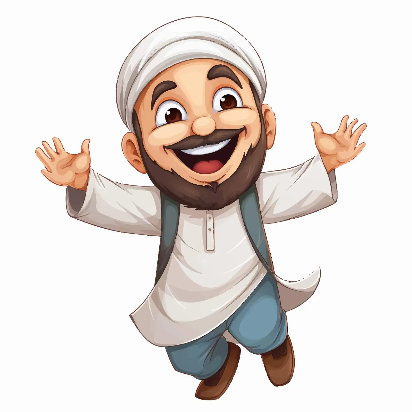 Happy Muslim Cartoon Character Illustration — free download from Dotvec