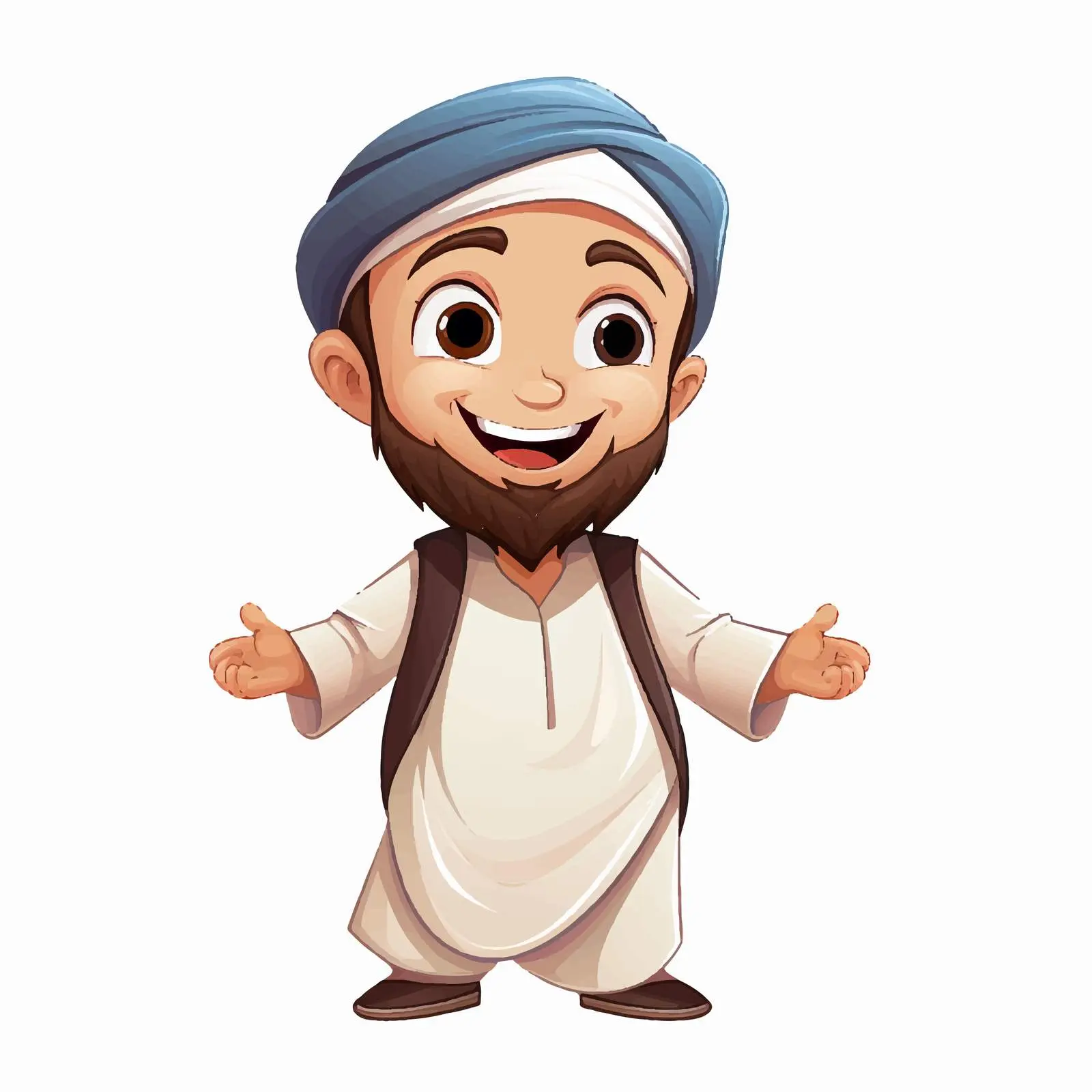 Cheerful Muslim Cartoon Character Illustration — free download from Dotvec