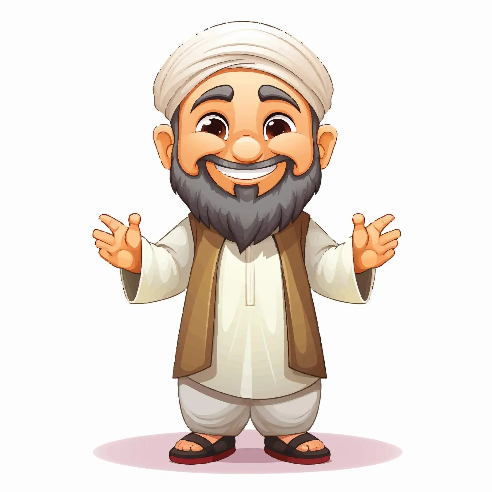 Happy Muslim Cartoon Character Illustration Vector — free download from Dotvec