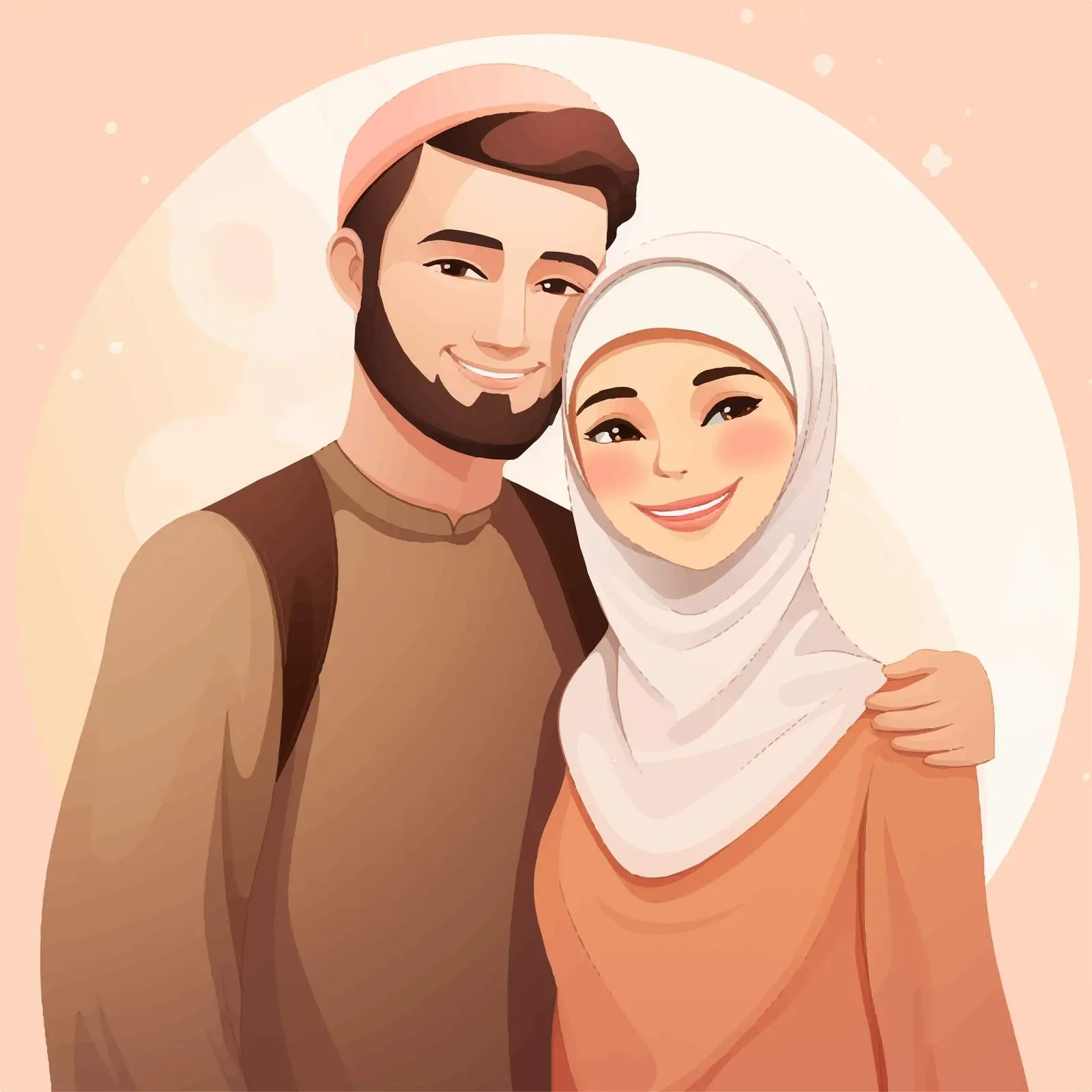Happy Muslim Couple on Gradient Background — free download from Dotvec