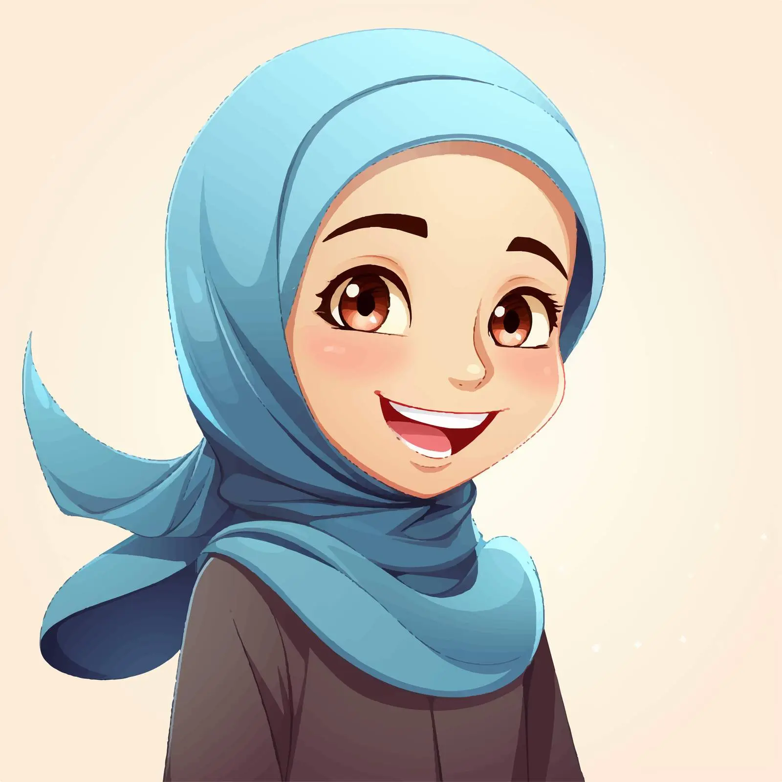 Happy Muslim Girl Cartoon Character Illustration — free download from Dotvec