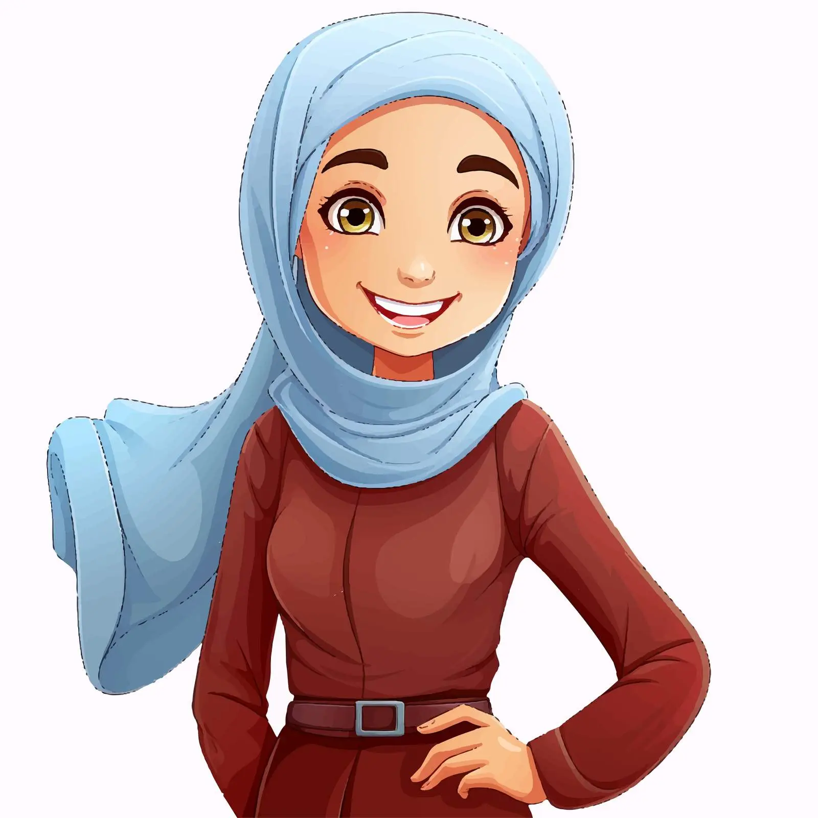 Happy Muslim Girl Cartoon Character Illustration — free download from Dotvec