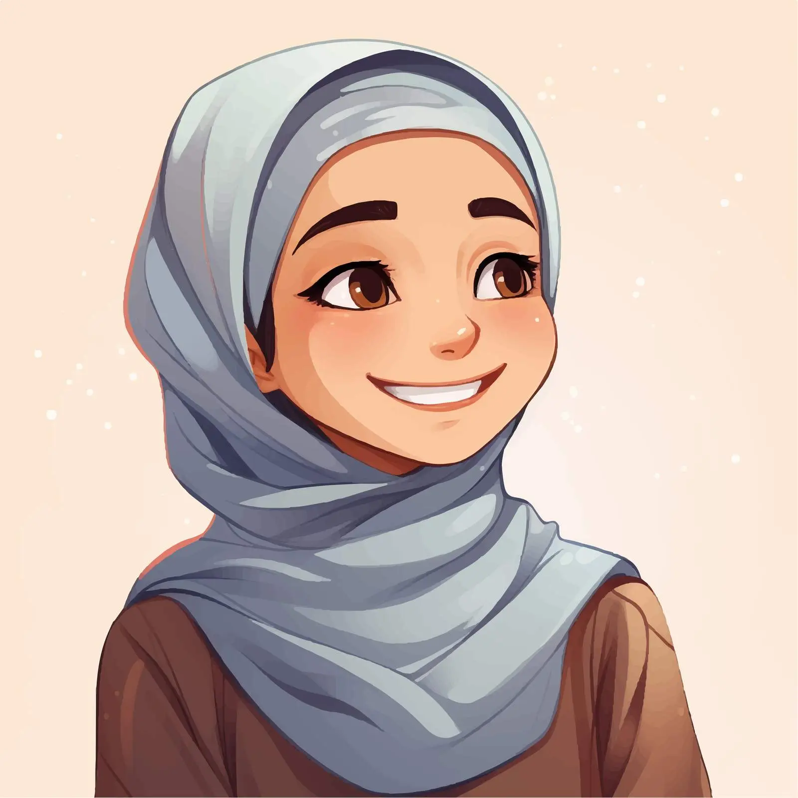 Happy Muslim Girl Cartoon Character Illustration — free download from Dotvec