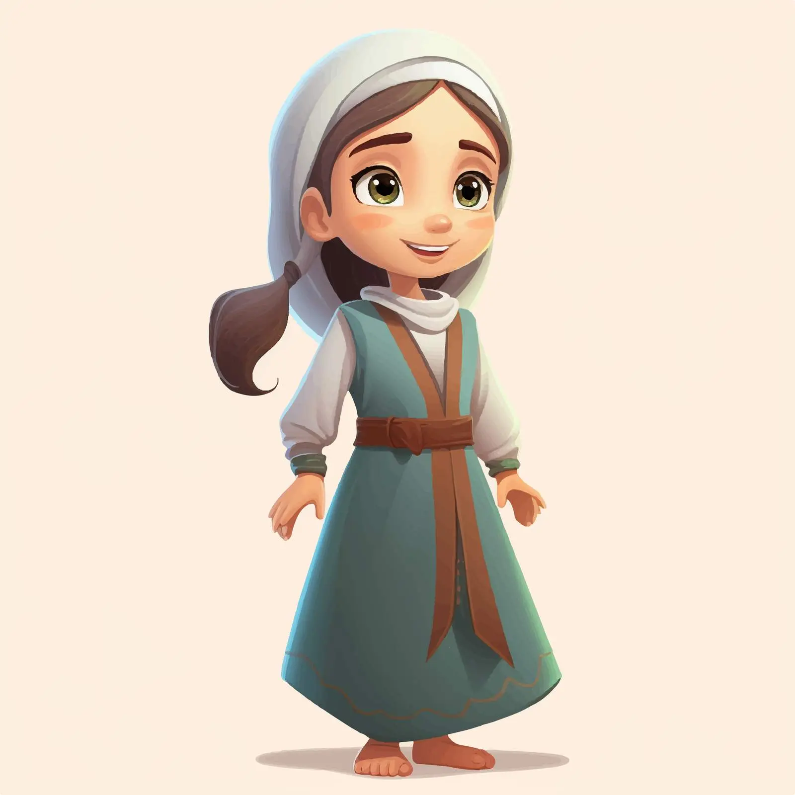 Happy Muslim Girl Cartoon Character Illustration — free download from Dotvec