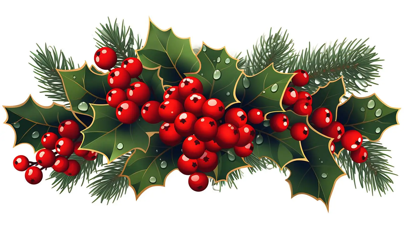 Seasonal Greeting Card with Glittering Holly — free download from Dotvec