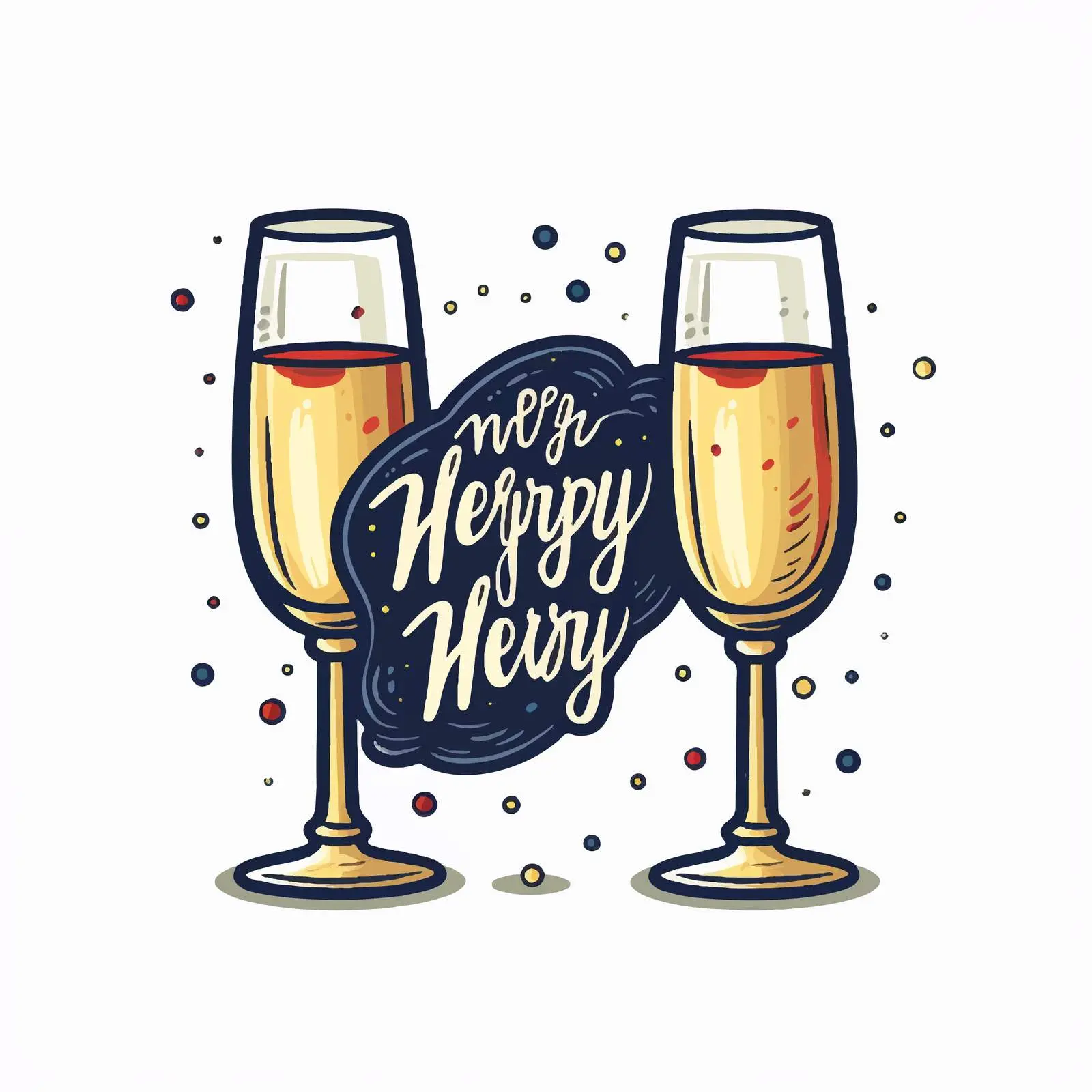 Handwritten Happy New Year Calligraphy Vector – free warm wishes image from Dotvec