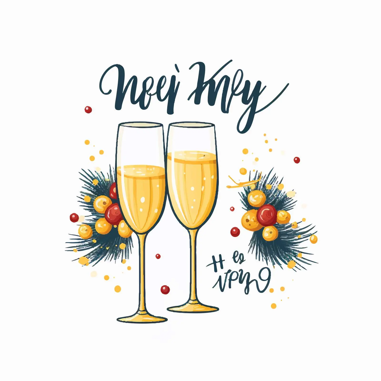 Handwritten Calligraphic Happy New Year Message — free download from Dotvec