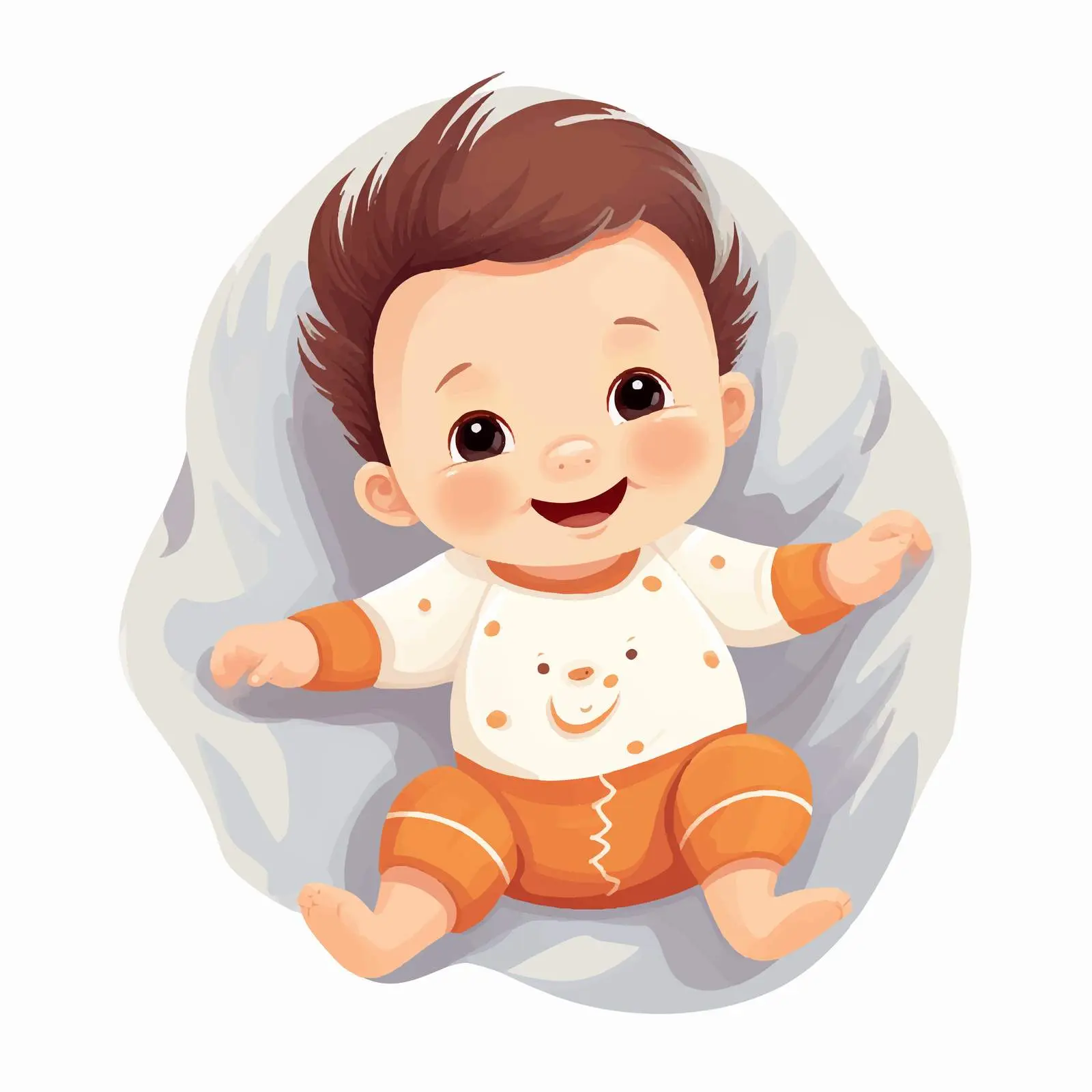 Happy Newborn Baby in Bodysuit Top View — free download from Dotvec
