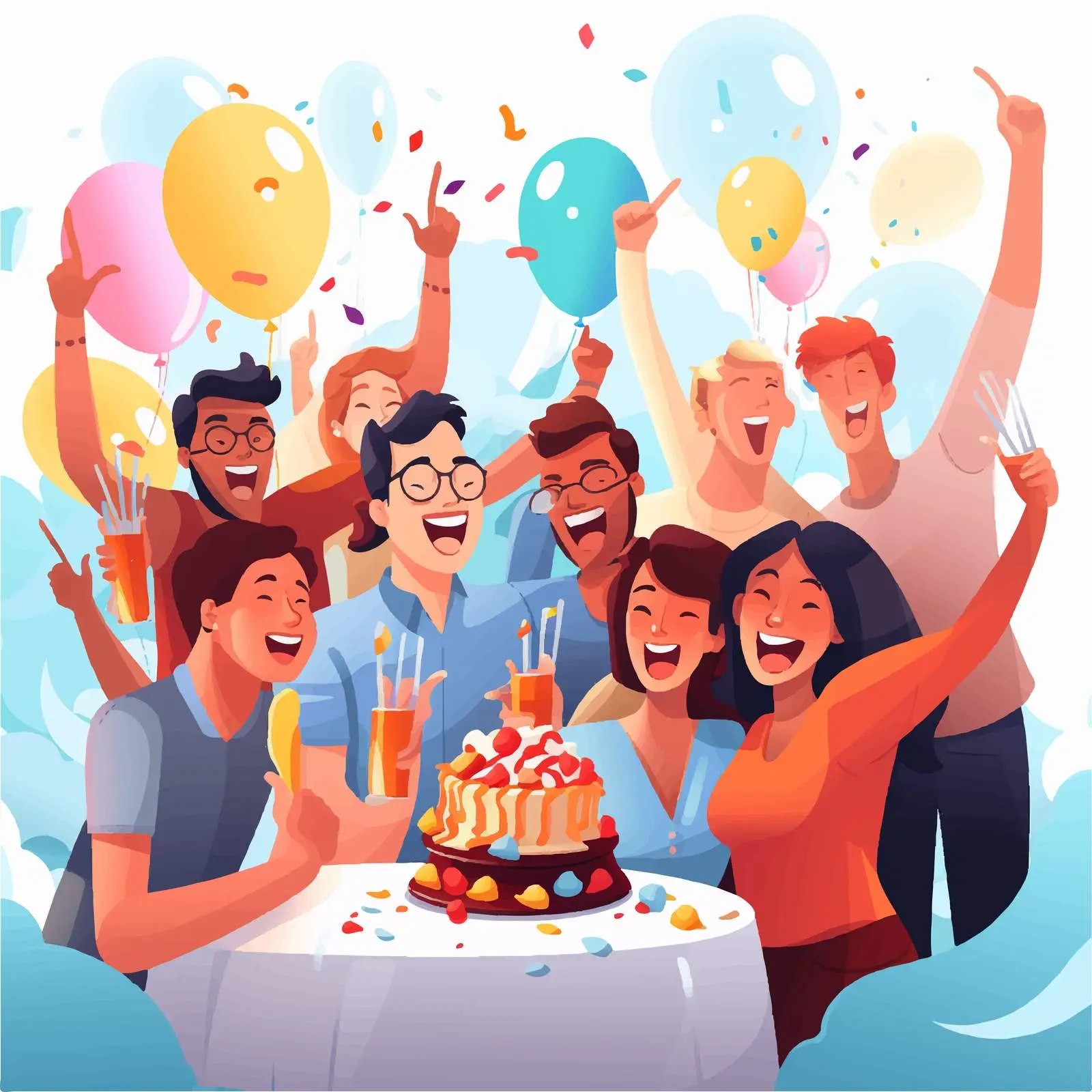 Cheerful People Celebrating a Birthday Party — free download from Dotvec