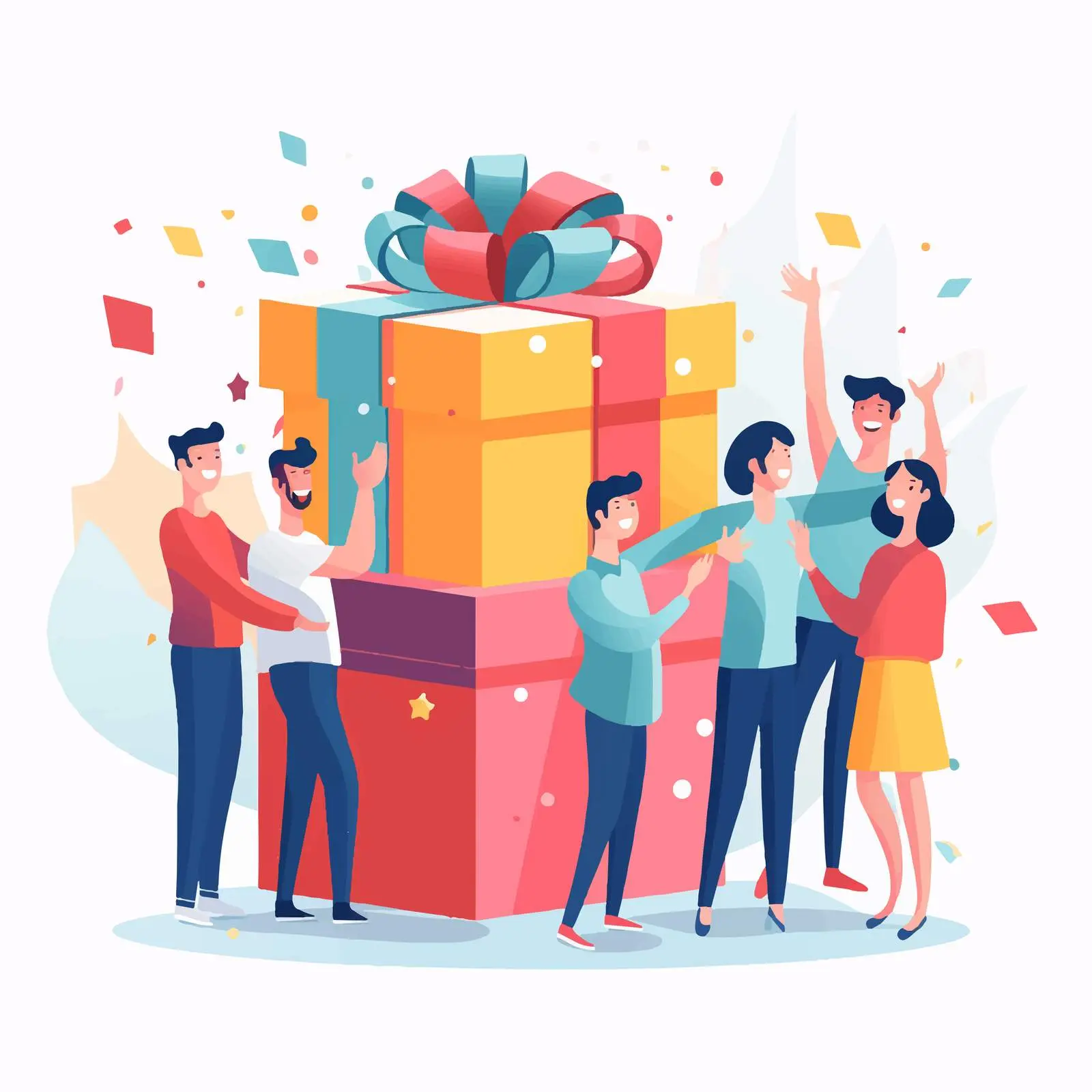 Joyful Men with Birthday Gift Celebration — free download from Dotvec