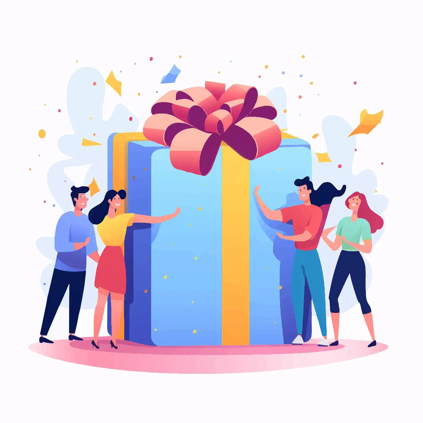 Joyful Men Holding a Birthday Gift – free positive emotion image from Dotvec