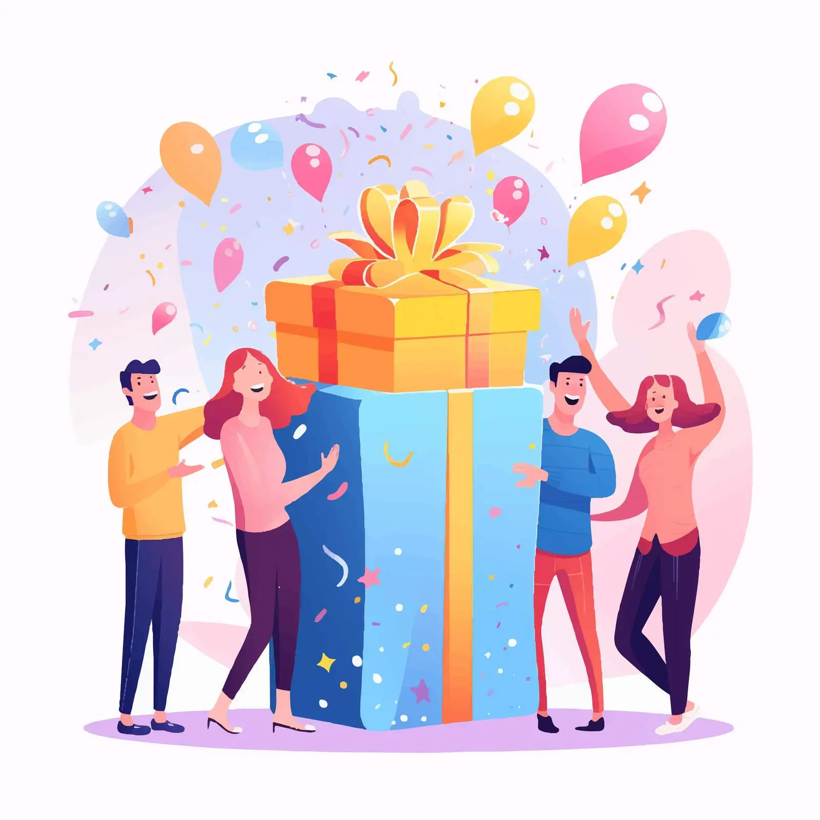 Joyful Men Celebrating with Birthday Gift – free friends bonding image from Dotvec
