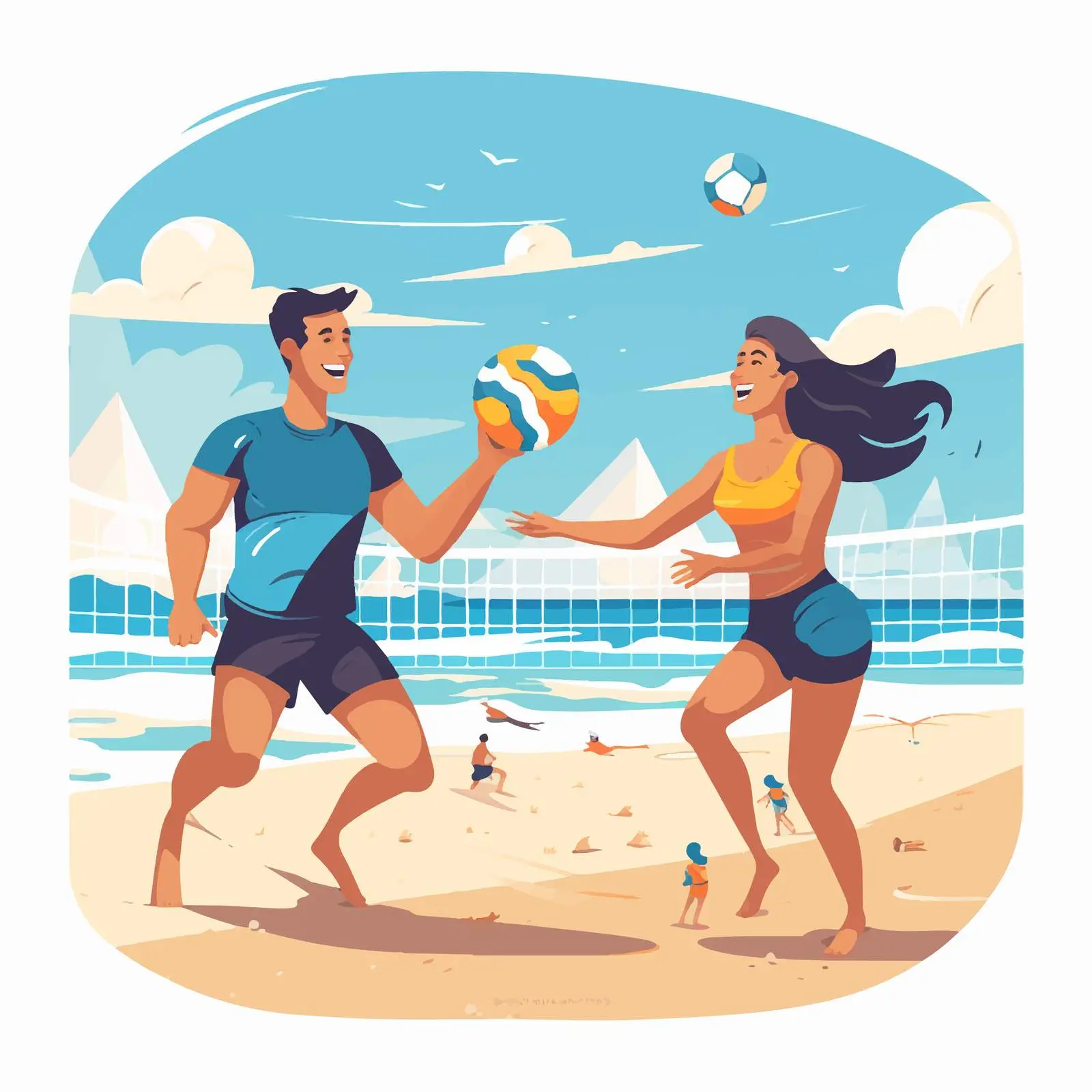 Couple Playing Beach Volleyball — free download from Dotvec