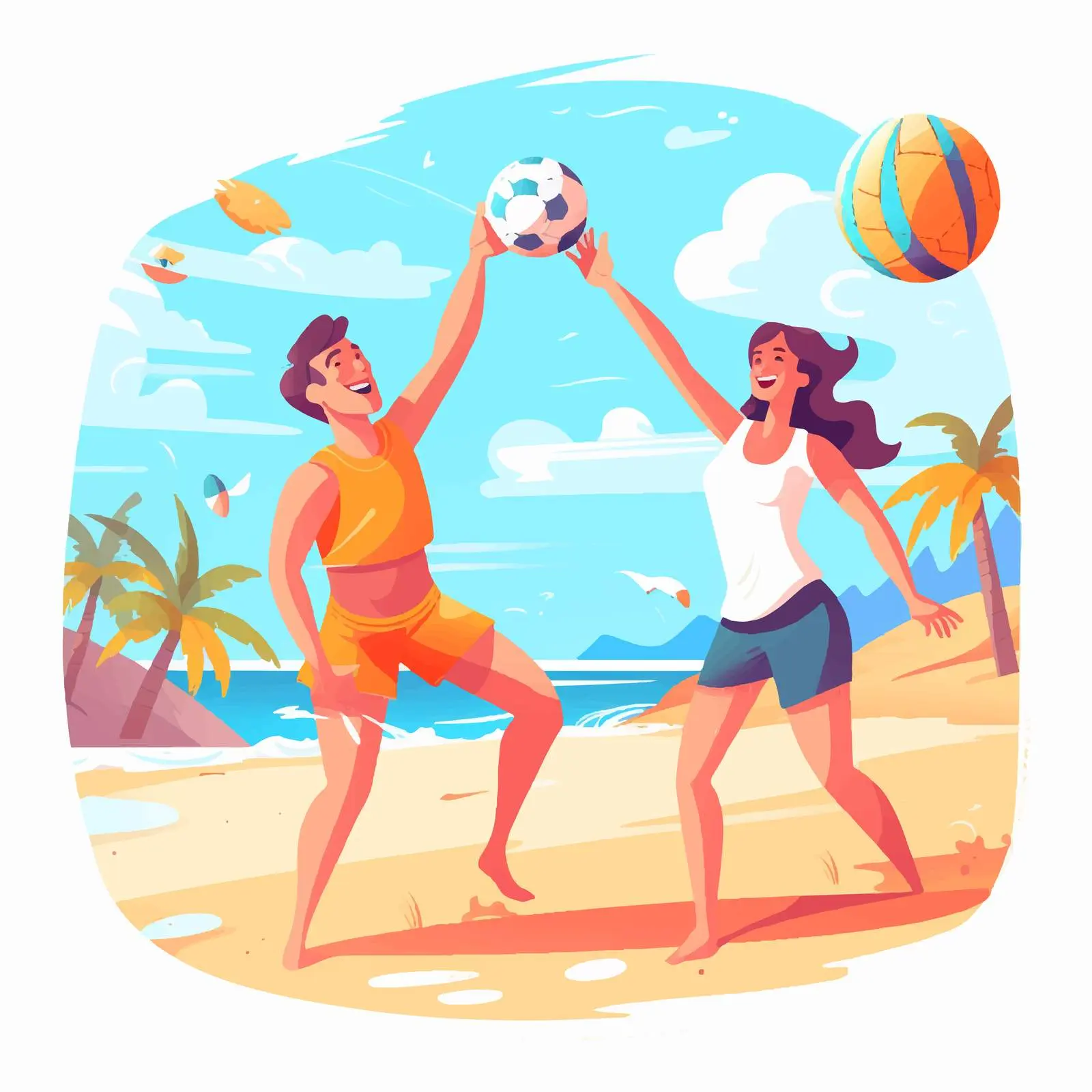 Couple Playing Beach Volleyball Together — free download from Dotvec