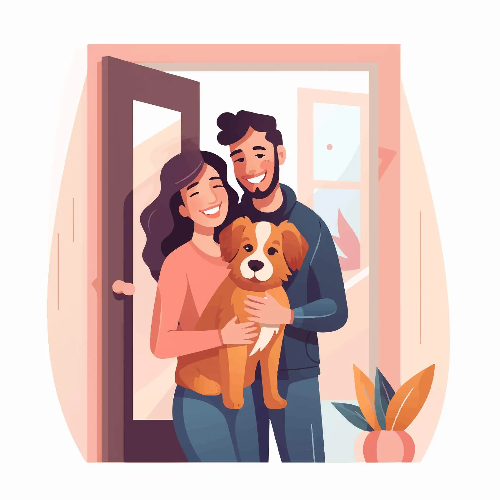 Happy Person Embracing Cute Dog After Separation – free hugging image from Dotvec