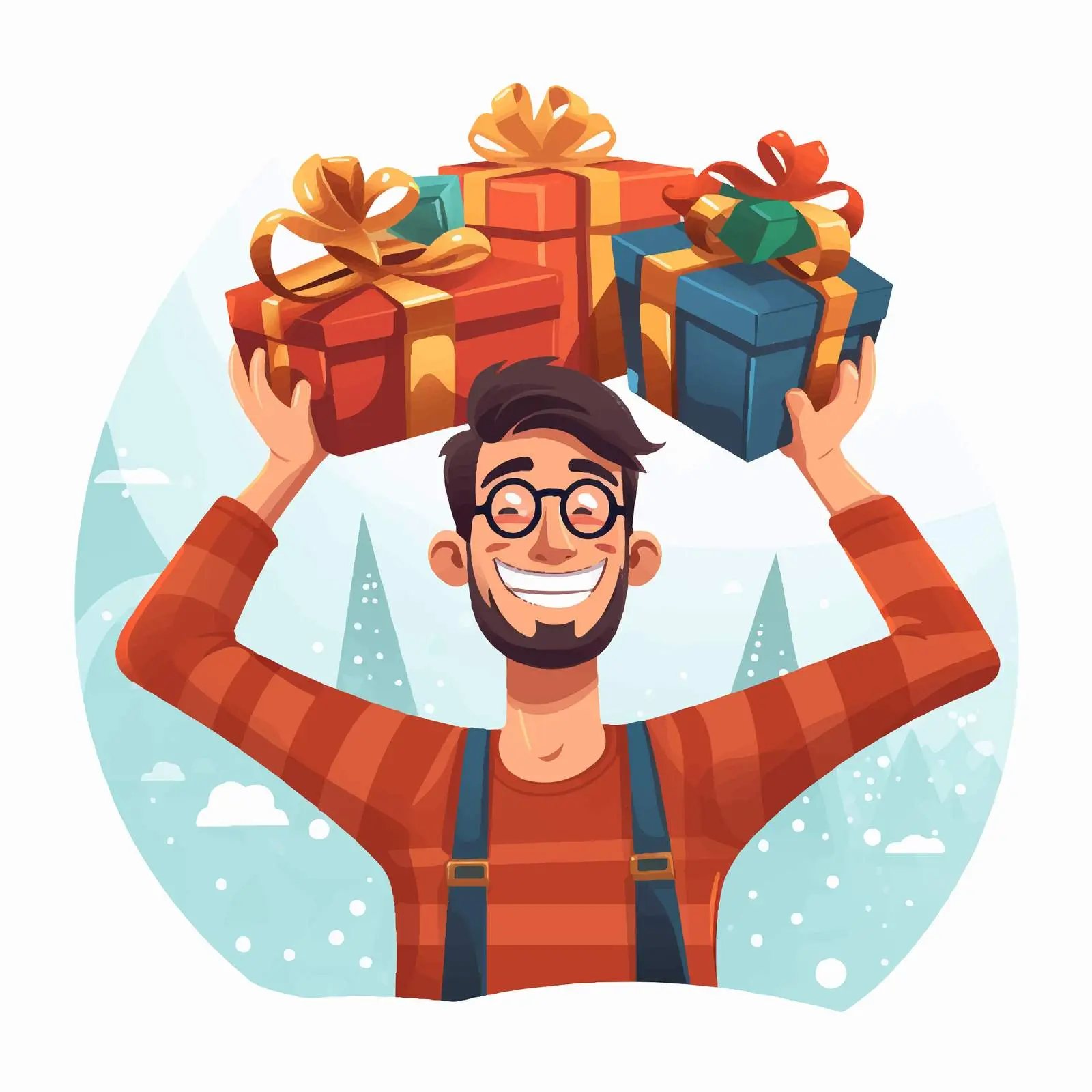 Happy Person with Christmas Gifts Vector — free download from Dotvec