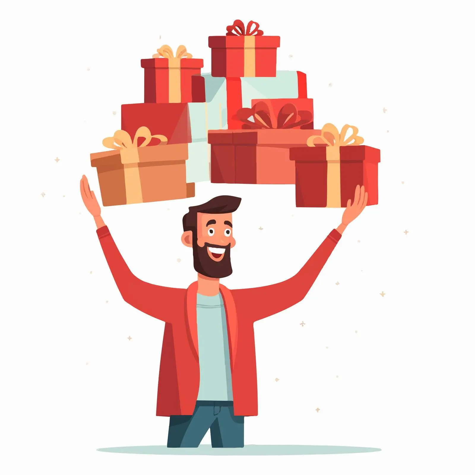Happy Person Holding Christmas Gifts Overhead — free download from Dotvec