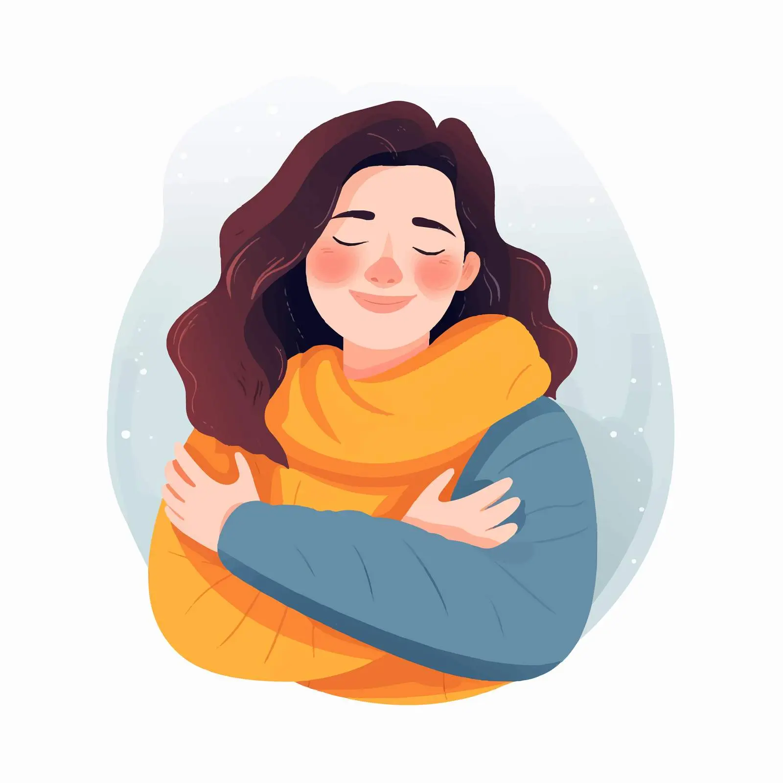 Self-Embrace and Happiness Vector Illustration — free download from Dotvec