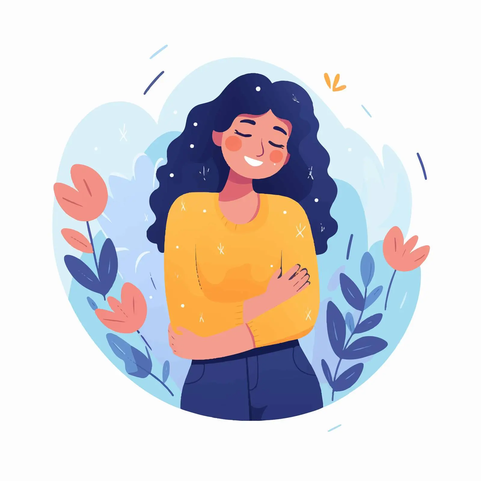 Self-Embrace: Happy Person Hugging Themselves – free hugging image from Dotvec