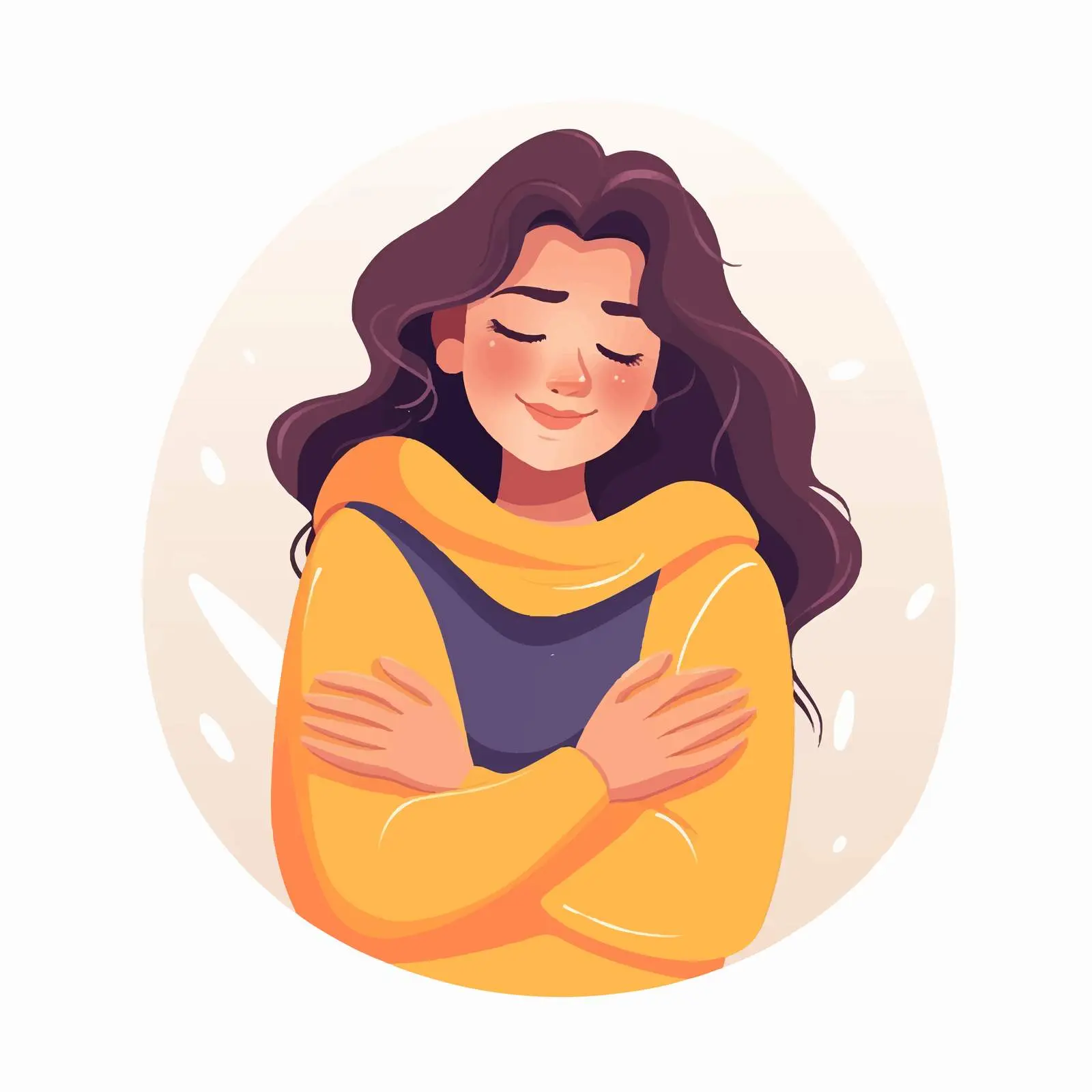 Self-Love and Embrace Concept Illustration – free hugging image from Dotvec