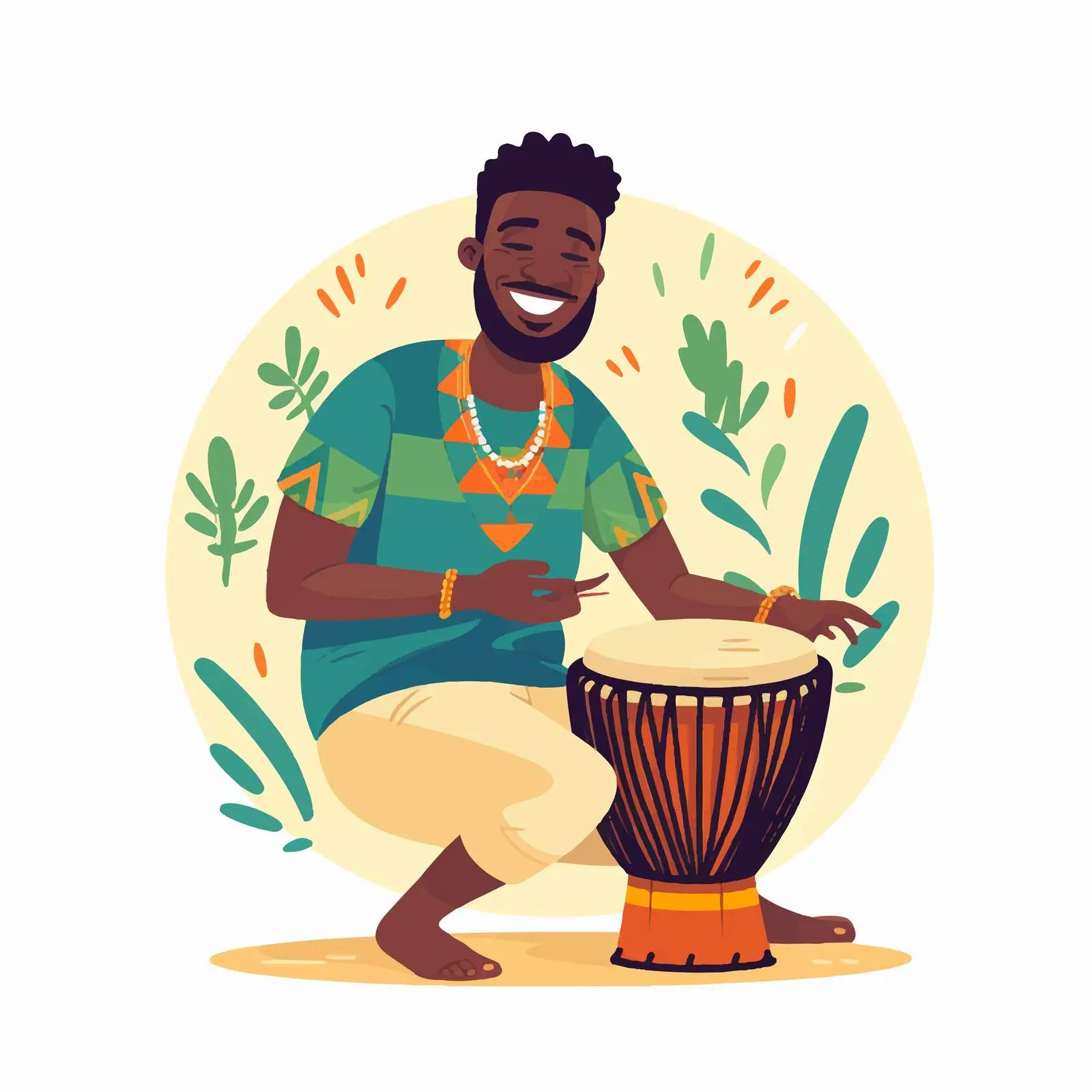 Joyful Man Playing Jembe African Music — free download from Dotvec