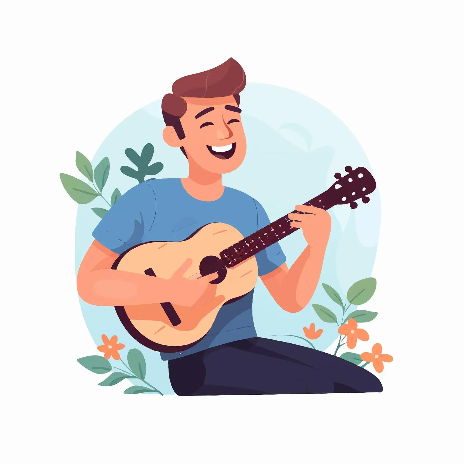 Young Musician Playing Ukulele with Joy — free download from Dotvec