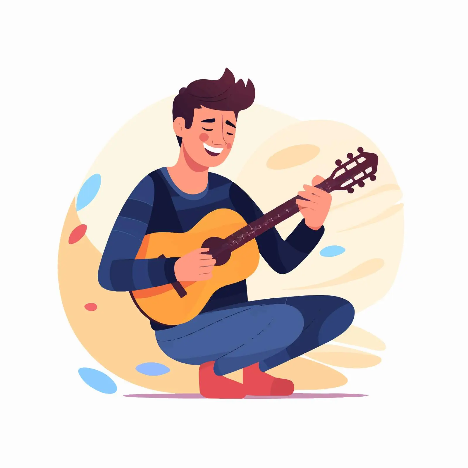 Happy Young Musician Playing Ukulele — free download from Dotvec